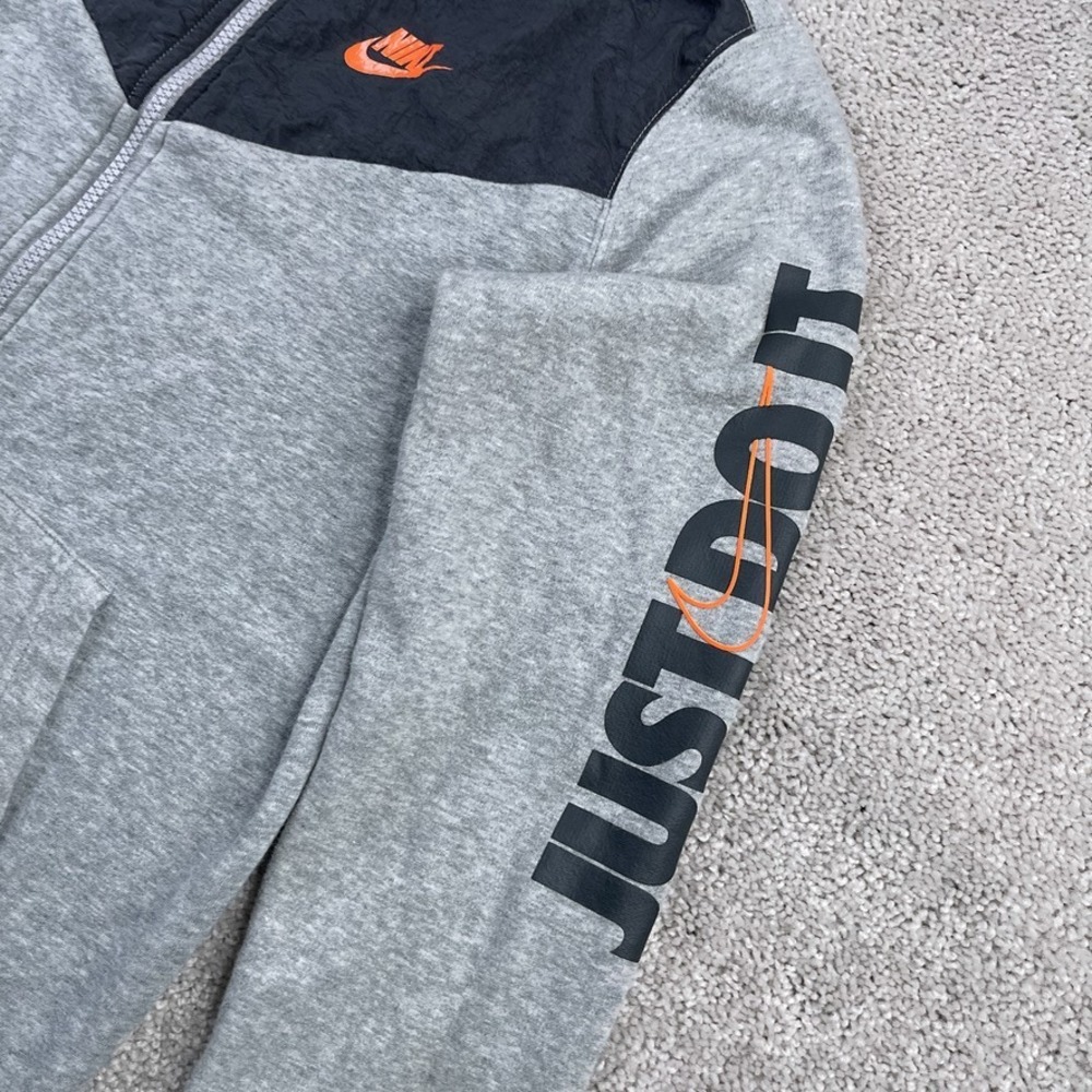 Nike Hoodie in Gray with Black Accents and Orange Logo - Picture 4 of 13